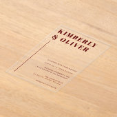 レトロ抽象芸術自然テラコッタオレンジ結婚ズ アクリル招待状 (レイダウン)