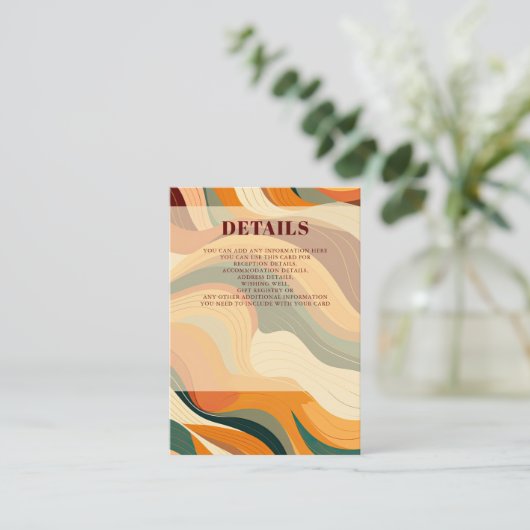 レトロ抽象芸術自然テラコッタオレンジ結婚ズ エンクロージャーカード (スタンド正面)