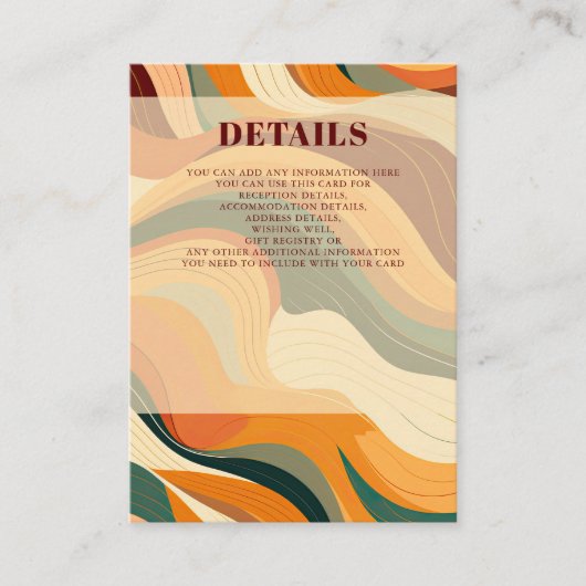 レトロ抽象芸術自然テラコッタオレンジ結婚ズ エンクロージャーカード (正面)