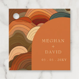 レトロ抽象芸術自然テラコッタオレンジ結婚ズ フェイバータグ