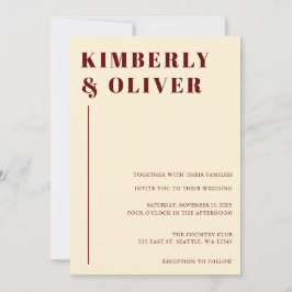 レトロ抽象芸術自然テラコッタオレンジ結婚ズ 招待状