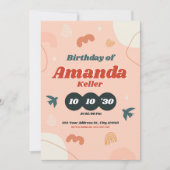 レトロ抽象芸術誕生日招待状 招待状 (正面)