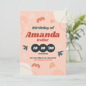 レトロ抽象芸術誕生日招待状 招待状 (スタンド正面)