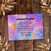 レトロ抽象芸術金ゴールド火オパールジェムストンヘアスタイリスト 名刺