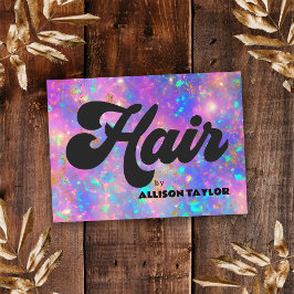 レトロ抽象芸術金ゴールド火オパールジェムストンヘアスタイリスト 名刺