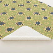 レトロ抽象芸術黒と黄色の花のパターン シェルパブランケット (3/4)