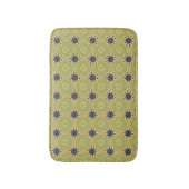 レトロ抽象芸術黒と黄色の花のパターン バスマット (正面縦)