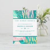 レトロ抽象芸術 |カップルの赤ちゃんシャワー 招待状 (スタンド正面)