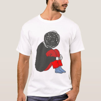 レトロ抽象表現主義 落ち込んだ顔イラスト Tシャツ