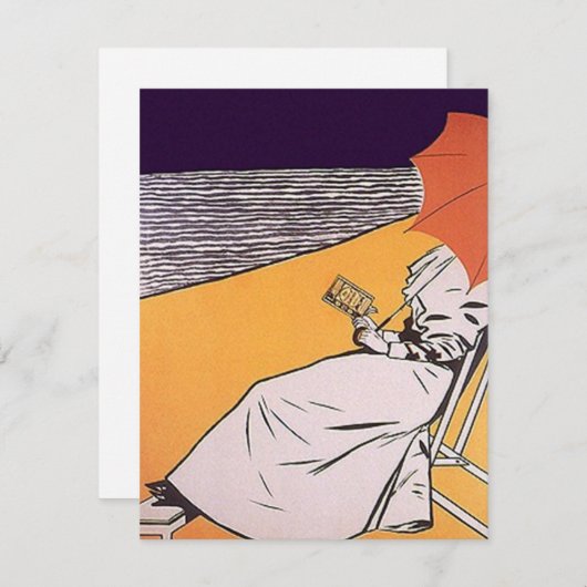 レトロ招待状サマーハウス~ビーチホームパーティー 招待状 (正面/裏面)