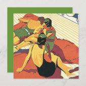 レトロ招待状サマーハウス~ビーチ~プールパーティー 招待状 (正面/裏面)