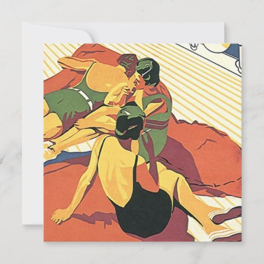 レトロ招待状サマーハウス~ビーチ~プールパーティー 招待状 (正面)