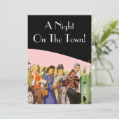 レトロ招待状ズナイトオンザタウンバチェロレッテ 招待状 (スタンド正面)