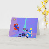 レトロ挨拶状を家庭で均等にします カード (黄色い花)