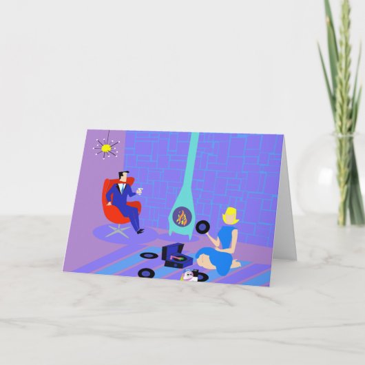 レトロ挨拶状を家庭で均等にします カード (正面)