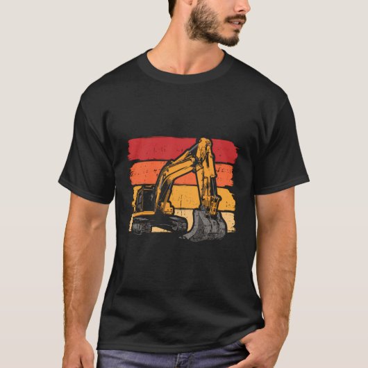 レトロ掘削機掘削トラック建築 Tシャツ (正面)
