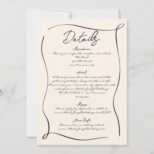 レトロ描が自分の中で可愛結婚い 招待状 (裏面)