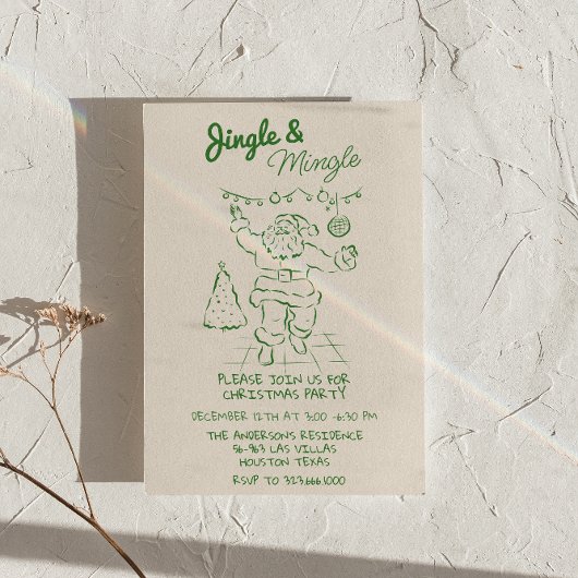 レトロ描ジングル&ミングルクリスマスサンタパーティー 招待状