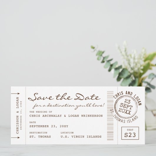 レトロ搭乗券とパスポート印紙日付を保存 案内状 (スタンド正面)