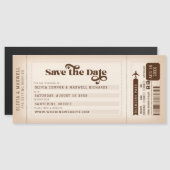 レトロ搭乗券Save the Date Magnet (正面/裏面)