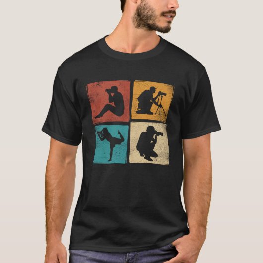 レトロ撮影者の位置ヴィンテージカメラの写真 Tシャツ (正面)