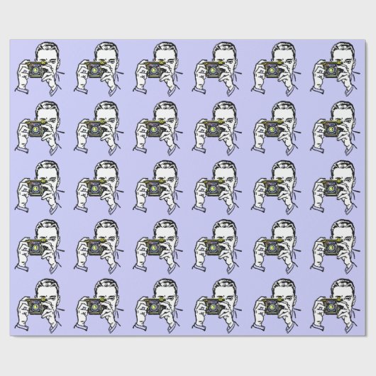 レトロ撮影者イラストレーションパターン ラッピングペーパー (フラット)