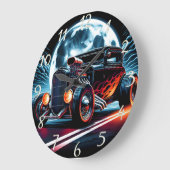 レトロ改造クルージングが月に照ら鮮やかされた空の下 ラージ壁時計 (傾斜)
