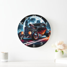 レトロ改造クルージングが月に照ら鮮やかされた空の下 ラージ壁時計