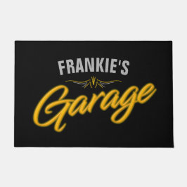 レトロ改造ネオンスタイルバイクもしくは自転車に乗る人カスタムガレージ ドアマット