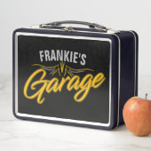 レトロ改造ネオンスタイルバイクもしくは自転車に乗る人カスタムガレージ メタルランチボックス (インサイチュ)