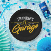 レトロ改造ネオンピンプリペスバイクもしくは自転車に乗る人カスタムガレージ ペーパープレート (パーティー)