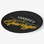 レトロ改造ネオンピンプリペスバイクもしくは自転車に乗る人カスタムガレージ ペーパープレート (アングル)