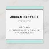 レトロ放射状アクアブルー白ミニマル色 スクエア名刺 (裏面)