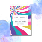 レトロ放射状カラフル旋回日付の保存 招待状