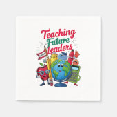 レトロ教え未来指導者先生学校 スタンダードカクテルナプキン (正面)