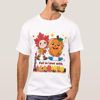 レトロ教師の秋PNG、学習に恋する Tシャツ