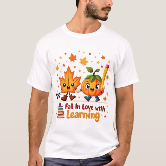 レトロ教師の秋PNG、学習に恋する Tシャツ (正面)