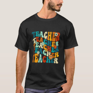 レトロ教師 励ましのカラフル小学校 Tシャツ