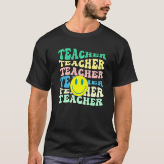レトロ教師 励ましのカラフル小学校 Tシャツ