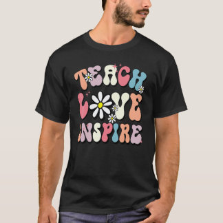 レトロ教師 励ましカラフル小学校 Tシャツ