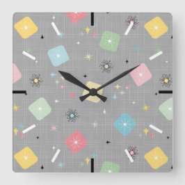 レトロ散乱原子星爆発パターン スクエア壁時計