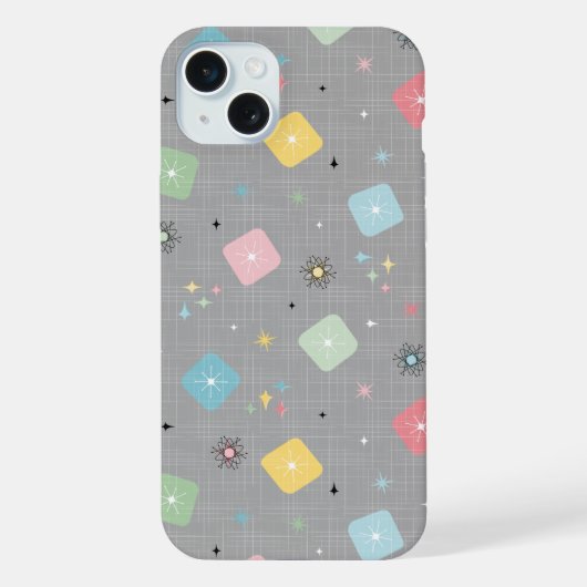レトロ散乱原子星爆発パターン iPhoneケース (裏面)