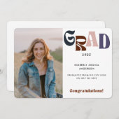 レトロ数々のカラータイポグラフィ写真2022卒業 案内状 (正面/裏面)