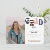 レトロ数々のカラータイポグラフィ写真2022卒業 案内状 (スタンド正面)