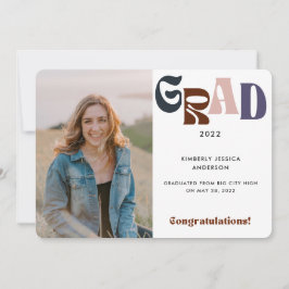 レトロ数々のカラータイポグラフィ写真2022卒業 案内状