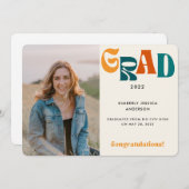 レトロ数々のカラータイポグラフィ写真2022卒業 案内状 (正面/裏面)