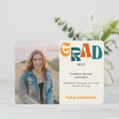 レトロ数々のカラータイポグラフィ写真2022卒業 案内状 (スタンド正面)