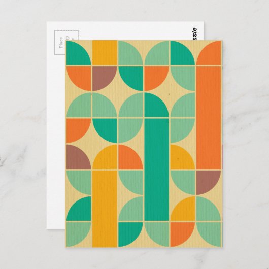 レトロ数々のカラートレンディー70のパターンファンキーおもしろい ポストカード (正面/裏面)