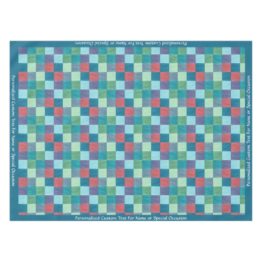 レトロ数々のカラー市松模様にキルト正方形パターン テーブルクロス (正面(横))