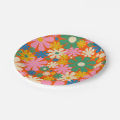 レトロ数々の花 – カラー60s 70s花柄 ペーパープレート (アングル)